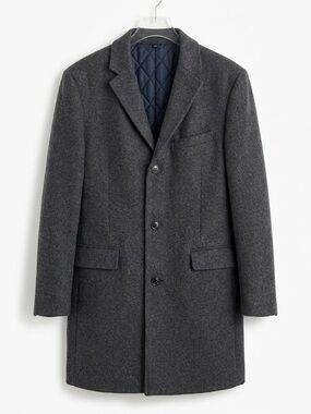 J.Crew Men’s Wool Blend Classic Long Winter Trench Coat Peacoat Charcoal Gray 42